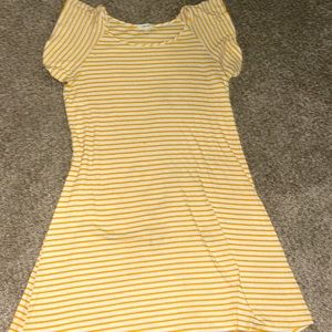 Yellow and white striped dress